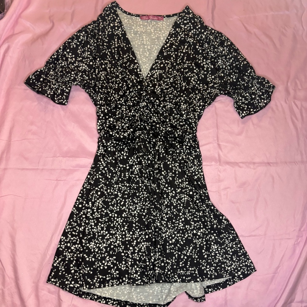 Elegant Black and White Floral Dress